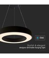 60cm 50W dimbar LED pendel - 122lm/W, 6100lm, svart ring, 4000K, TRIAC dimbar