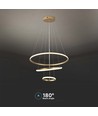 Vt-7816 LED hängande dekorativ lampa - Ø600+Ø400+Ø200, 3000K, målad guld, hus