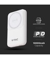VT-3529 Powerbank - 10000mAh, magnetisk, trådlös, med metallring, vit