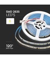 120 VT-2835 LED löpande ljuslist 10W/m - 24V, 3000K, IP20, kopplingsbar, 10 m/rulle, pris per meter