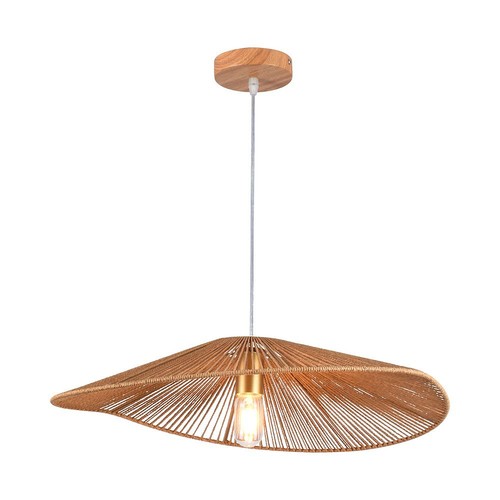 E27 designer pendelupphäng med hamparep - 60cm, brun, IP20, utan ljuskälla