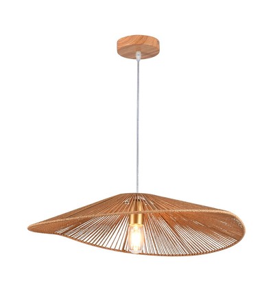 E27 designer pendelupphäng med hamparep - 60cm, brun, IP20, utan ljuskälla