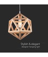 Ø30cm Designer pendelupphäng i trälook - E27 sockel, geometrisk design, max. 60W, utan ljuskälla