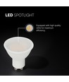 Vt-271 LED spotlight 10W GU10 - plast, med mjölkvit kåpa, 6500K, 3 st./förpackning