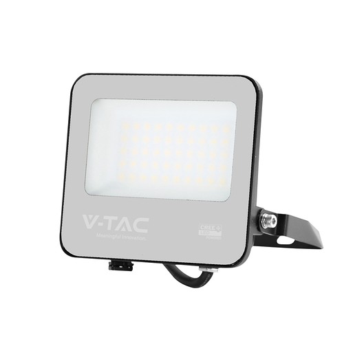 Vt-44033 projektor 30W - med Cree-chip, 6500K, svart hus, grått glas, 135 lm/W, 6 års garanti, IP65