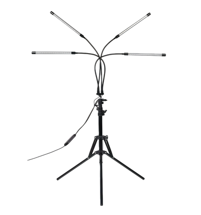 LEDlife växtljus med stativ - Svart, 4 lampor, justerbar höjd, flexibel arm
