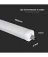 12x V-Tac vattentät 48W LED armatur - 150 cm, 120lm/W, IP65, länkbar, 230V