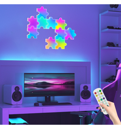 6 st. Pussel RGBIC vägglampa - komplett set med 6 st. bitar