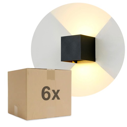 6W CUBIC PRO vägglampa - IP65, svart, vidarekopplingsbar, justerbar, fyrkantig, upp/ner, inomhus / utomhus, inkl. ljuskälla