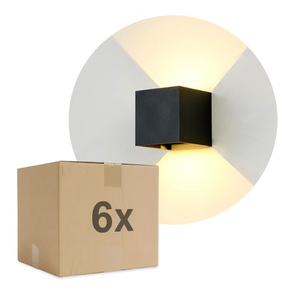 6W CUBIC PRO vägglampa - IP65, svart, vidarekopplingsbar, justerbar, fyrkantig, upp/ner, inomhus / utomhus, inkl. ljuskälla