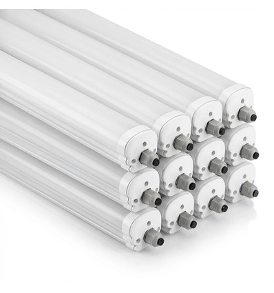 12x V-Tac vattentät 36W LED armatur - 120 cm, 120lm/W, IP65, länkbar, 230V
