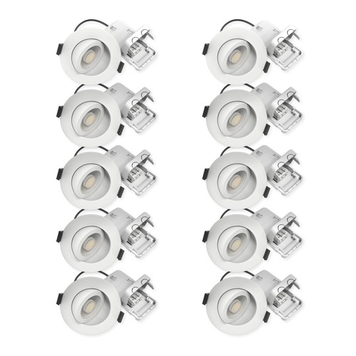 10x 7W Lågprofil downlight RA96 - Direkt i isolering, dimbar, Hål: Ø6,8 cm, Mått: Ø9,3 cm
