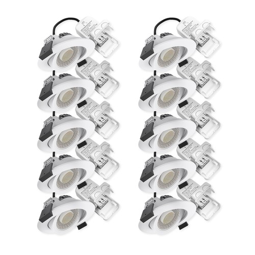 10x 7W lågprofil downlight RA96 - DimToWarm+CCT, Hål: Ø6,8 cm, Mått: Ø8,3 cm, vit kant, dimbar