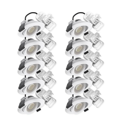 10x 7W lågprofil downlight RA96 - DimToWarm+CCT, Hål: Ø6,8 cm, Mått: Ø8,3 cm, vit kant, dimbar