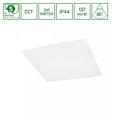 600x600 Algine Panel 26W/36W/46W - CCT 230V 90° IP44 UGR19 34mm vit 5 års garanti