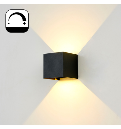 LEDlife CUBIC PRO 6W dimbar vägglampa - Länkbar, justerbar, fyrkantig, upp/ner, inomhus/utomhus, svart, IP65, inkl. ljuskälla