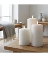 3-pack vita LED-stearinljus, flameffekt - Ø2,2cm, Höjd: 24,5cm, kronljus, fungerar inkl. fjärrkontroll, timer