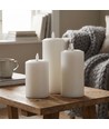 3-pack vita LED blockljus inkl. laddbas - Ø7,5cm, 10/12,5/15 cm hög, inkl. fjärrk., timer