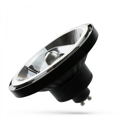 GU10 10W LED-spot - AR111, 20° spridning, 5 års garanti, svart hölje