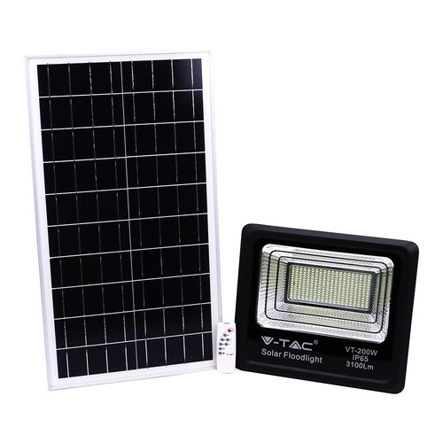 V-Tac 200W solcell LED-strålkastare - 40W solcellspanel, 6000K, IP65