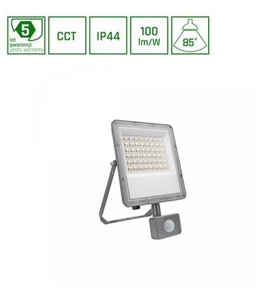 50W NOCTIS MAX CCT strålkastare med sensor - IP44, PIR, 3 färger