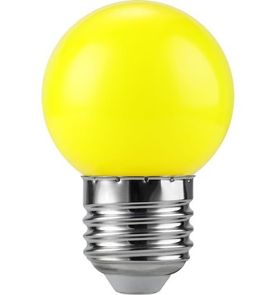E27 1W LED-kronljuslampa - G45, gul, 50lm, Party Colour