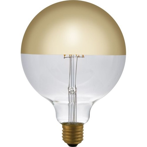 E27 4W dimbar LED-kronlampa - G125, Globe Top Mirror, guld, 2500K, filament