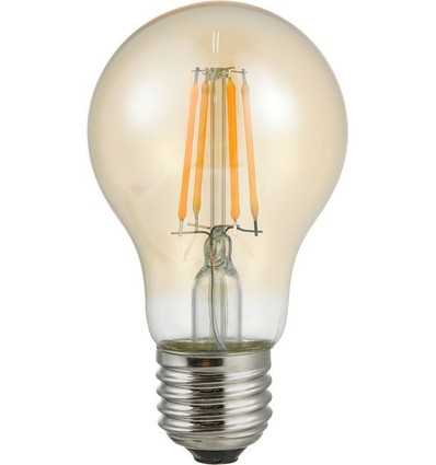 E27 4W LED-filamentlampa med ljussensor - A60, 430lm, 2500K, guldglas