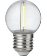 E27 1W LED-kronljuslampa - G45, filament, klar, splitterskyddad polykarbonat, 2700K