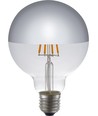 E27 4W dimbar LED-globelampa - G95, toppförsilvrad, filament, 2500K, silverspegel