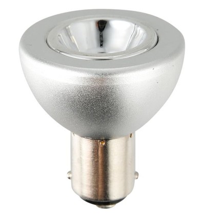 BA15d 5W LED-spot, 12V - R37, 285lm, 35°, dimbar, silver, 2700K