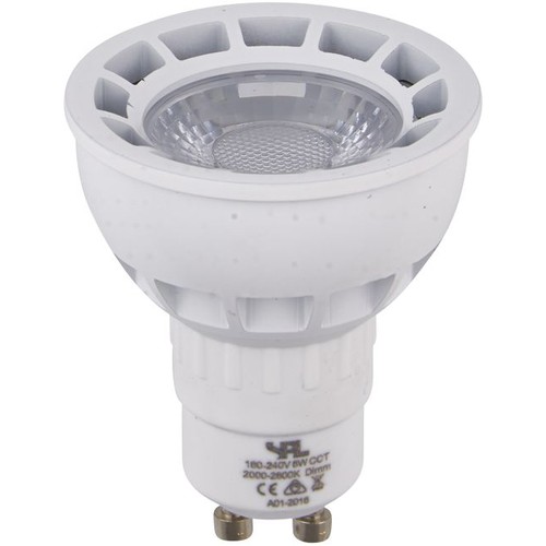 GU10 5,5W DimToWarm LED-lampa - 2000-2800K, 40°, dimbar, vit/nickel front
