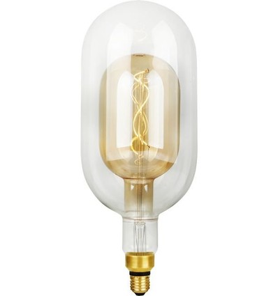 E27 4,9W dimbar LED-lampa - Filament Flex Double Tube, 38,5cm, 470lm, 2200K, Guldglas