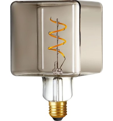 E27 4W LED Ice Cube filamentlampa - C95, dimbar, 2200K, rökfärgat glas