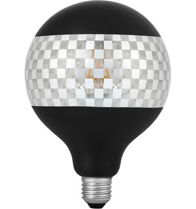 E27 4W dimbar LED-globelampa - G125, Laser Blox, 120lm, 2500K, svart/silver