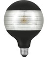E27 4W dimbar LED-globelampa - G125, Laser Line, svart/silver, 2500K, 120lm