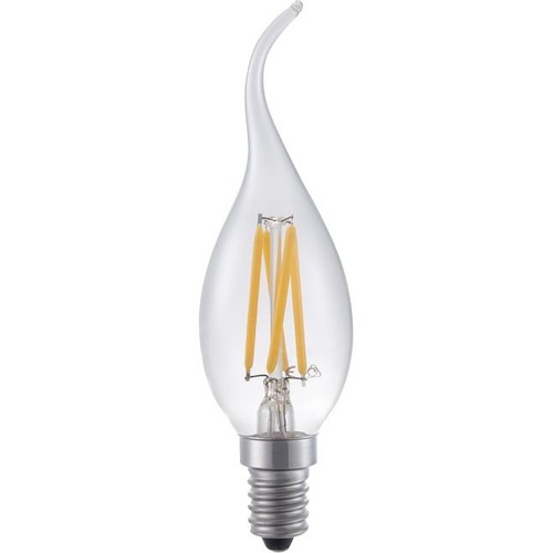 E14 4W dimbar LED-kronljuslampa med topp - Filament, 320lm, C35, klart glas, 2500K