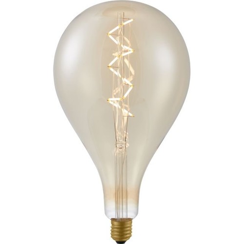 E27 6W dimbar XXL Filament LED-lampa - A165, spiral, 2200K, guldglas