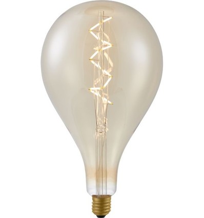 E27 6W dimbar XXL Filament LED-lampa - A165, spiral, 2200K, guldglas