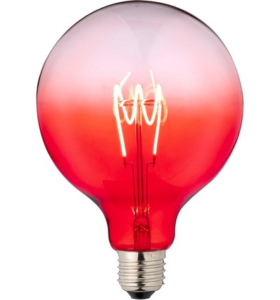 E27 4W dimbar LED-lampa - G125, röd, Flex Filament, 140lm