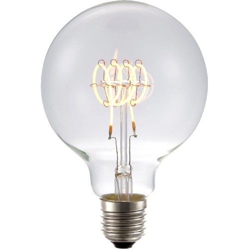 E27 4,5W dimbar LED-lampa - G95, Filament Flex, 2200K, 190lm, klart glas