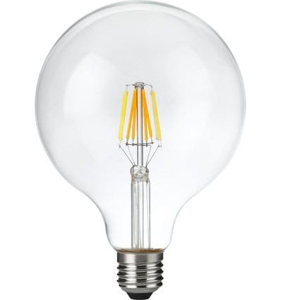 E27 6W dimbar LED-filamentlampa - G125, DimToWarm, 2000K-4500K, 660lm, klart glas