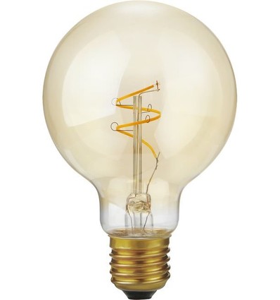 E27 2,9W Slim Flex Filament Globe G80 - 250lm, 2200K, gyllene glas, dimbar