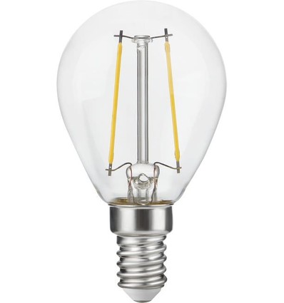E14 2,5W dimbar LED-kronlampa - G45, filament, klart glas, 2500K