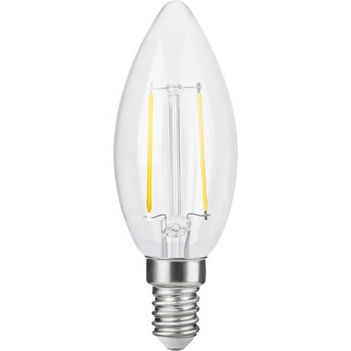 E14 2,5W dimbar LED-kronljuslampa - C35, filament, klart glas, 2700K