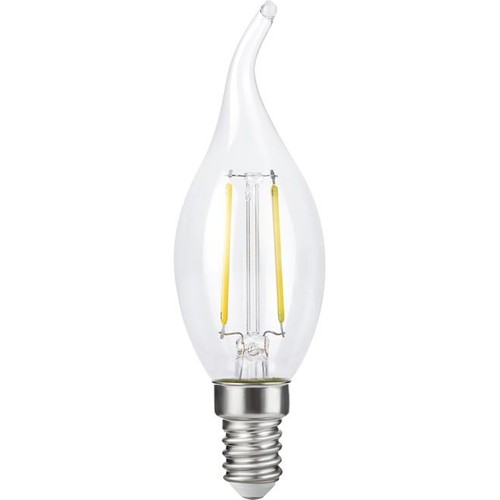 E14 2,5W dimbar LED-kronljuslampa med topp - C35, filament, klar, 2700K