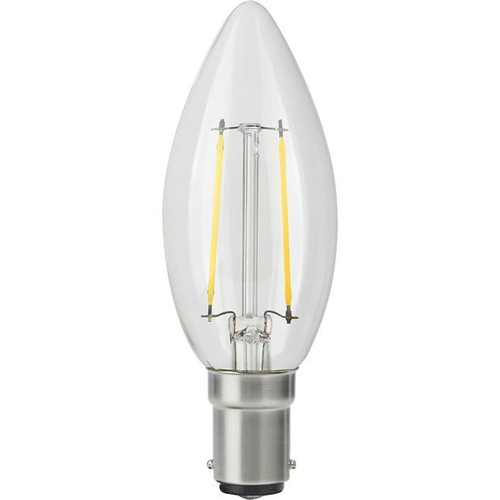 BA15d 2,5W LED-klotlampa dimbar - C35, filament, 250lm, 2500K, klart glas