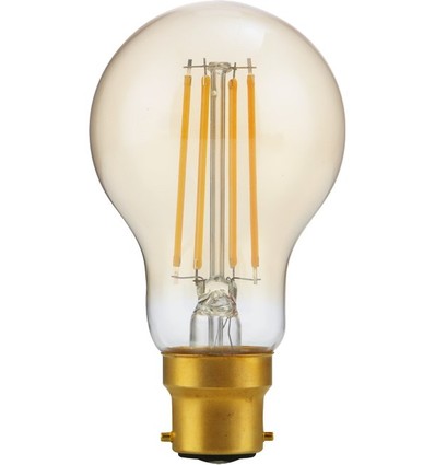BA22d 4,7W dimbar LED-lampa - A60, filament, 2200K, guldglas, 470lm