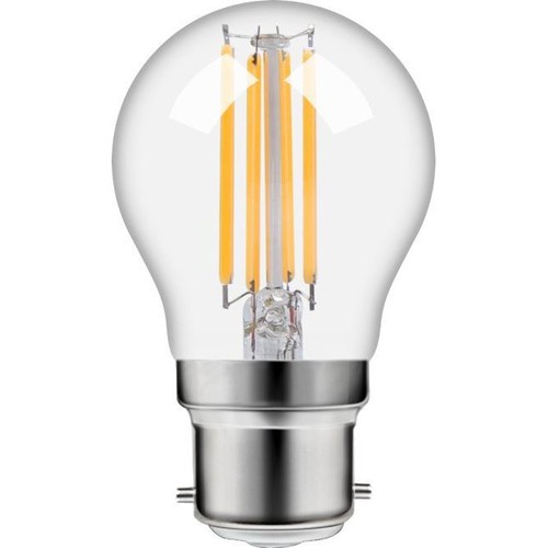 B22d 4,7W dimbar LED-kronlampa - G45, filament, 470lm, 2500K, klart glas