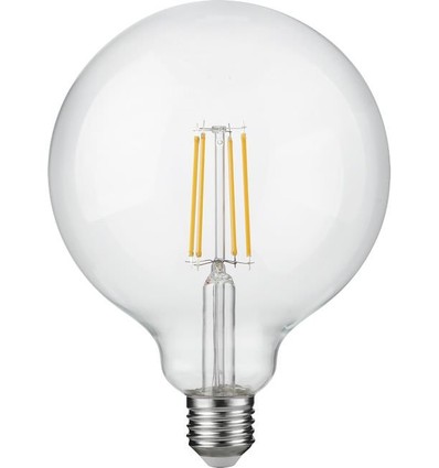E27 7W dimbar LED-filamentlampa - G125, 806lm, 2500K, klart glas